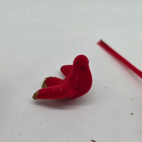 Vintage Blow Mold Christmas Ornament Crafts Flocked Birds White Boot Clip on - Picture 4 of 10